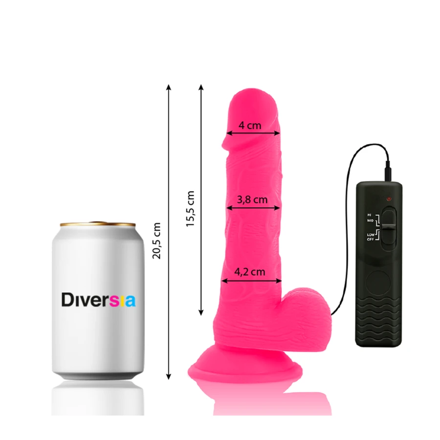 DIVERSIA - PAINDLIK VIBRATSIOONI DILDO 20,5 CM - ROOSA